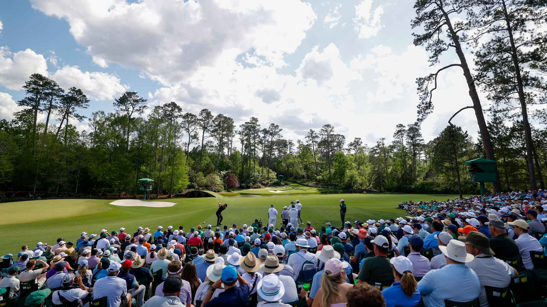 Min Woo Lee on the 12th hole at the Masters