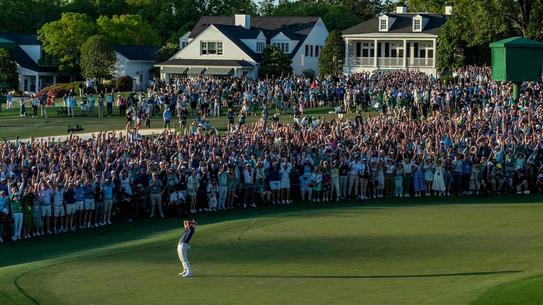 Aerial view of Rory McIlroy at augusta national during 2025 Masters