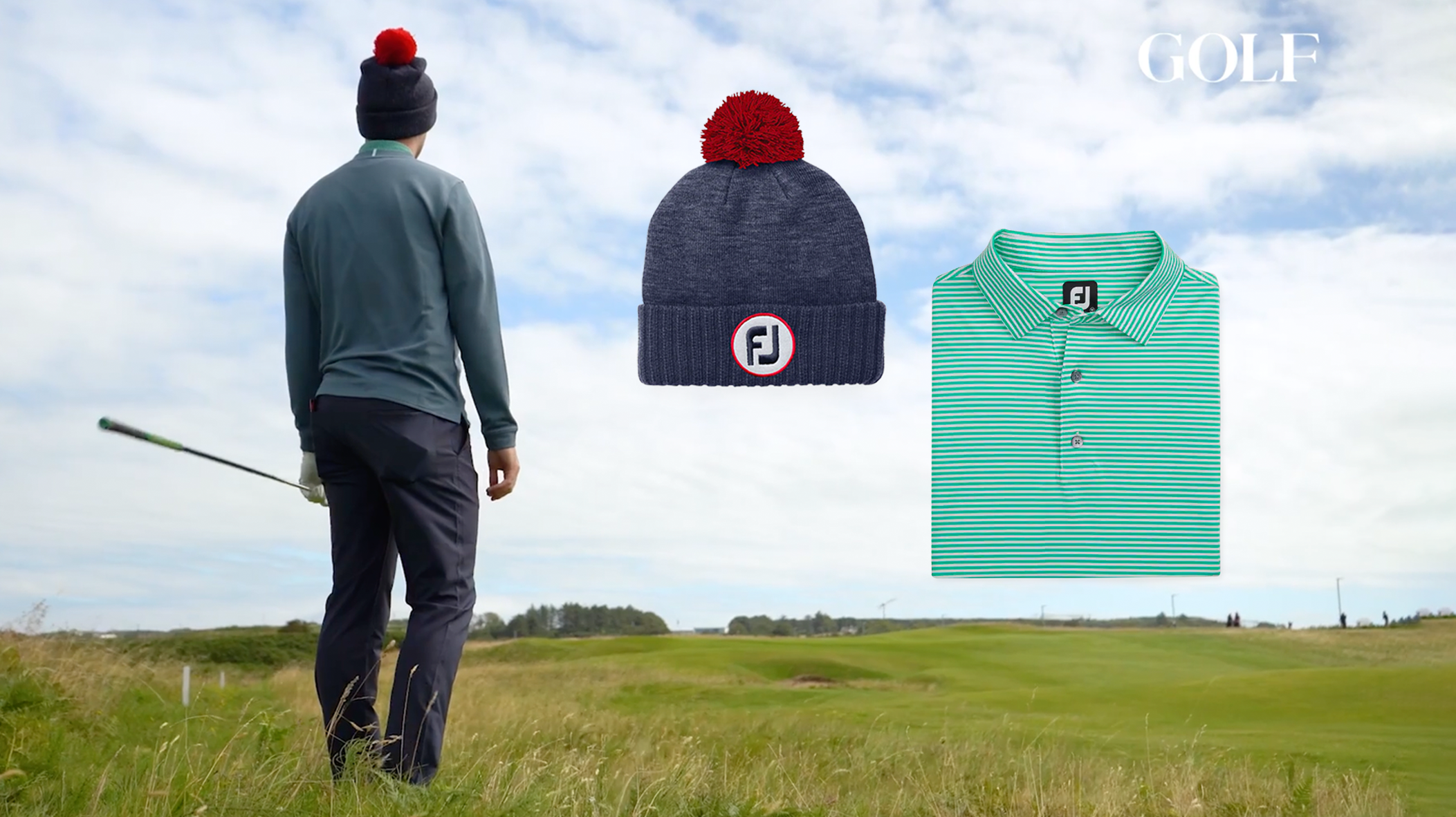 Sean Zak watches his ball fly, wearing FootJoy from head to toe.